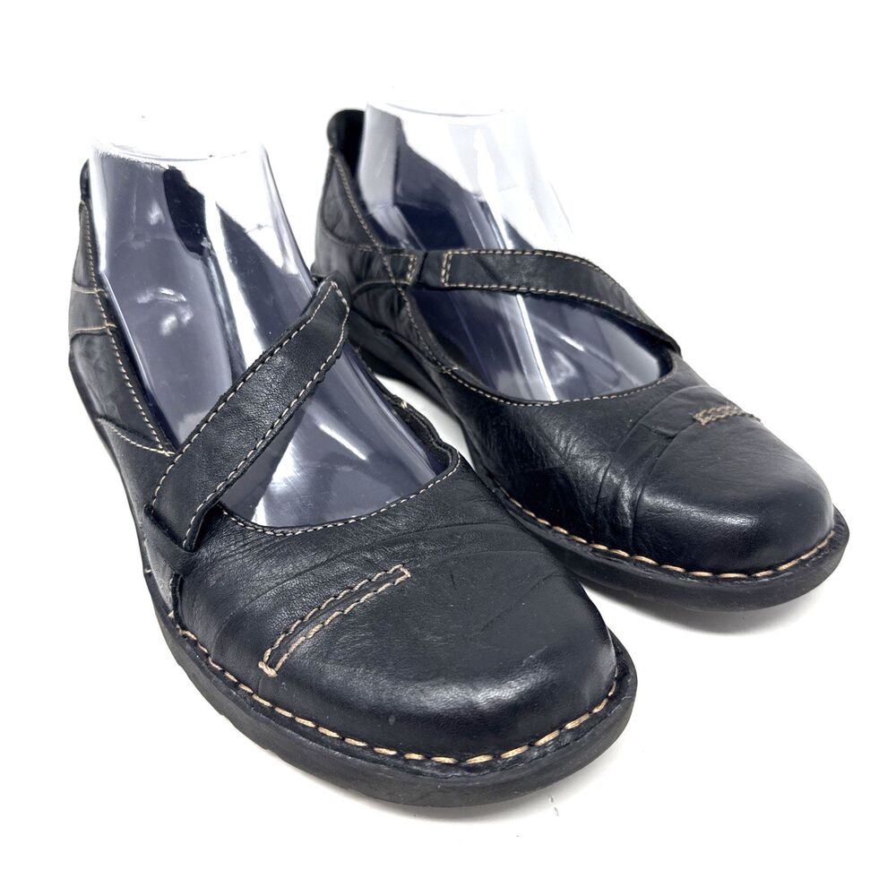Clarks Bendables Mary Jane Shoes Womens Sz 8.5 Black Leather Retro Cottagecore